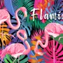 Pink Flamingo with Colorful Leaf Wallpaper Mural