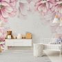 Papier peint panoramique fleurs roses pastel