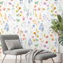 Aquarell Bunte Botanische Wildblumen Fototapete
