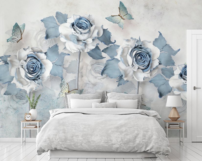 Sanfte Blaue Blumen Fototapete