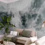 Watercolor Style Abstract Misty Dark Forest Wallpaper Mural
