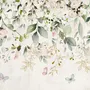 Watercolor Soft Floral with Green Leaves Wall Mural