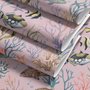 Cute pink seashell wallpaper with watercolour reef fish, coral, seaweed, starfish and shells on blush pink