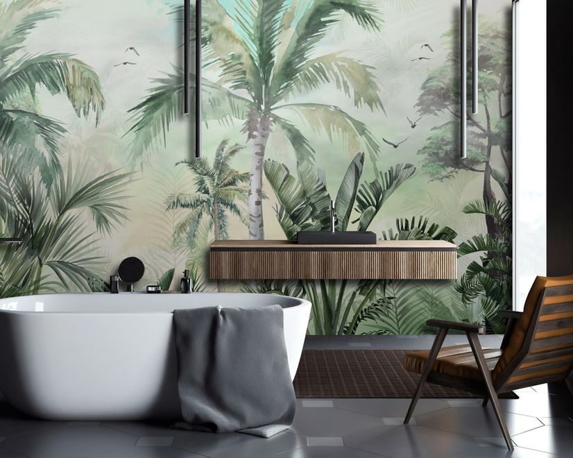 Exotic Palm Tree Landscape Wallpaper Mural