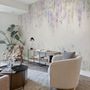 Fototapete mit Aquarell Hängende Wisteria Blumen und Kolibris