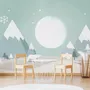 Papier peint panoramique panoramique pour enfants avec un ours mignon et un ciel vert