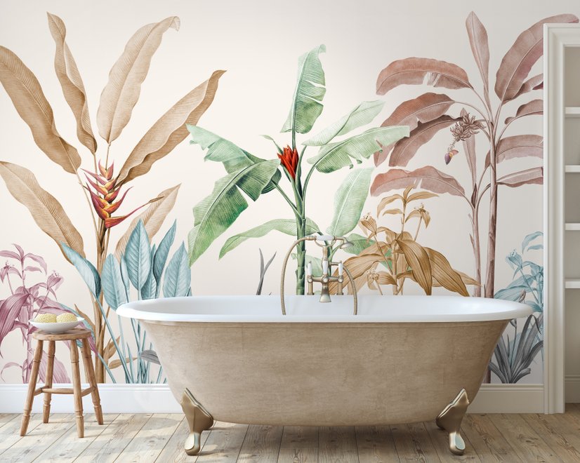 Colorful Tropical Banana Tree Wallpaper Mural