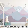 Kids Soft Misty Mountain Landscape and Old Hot Air Balloons