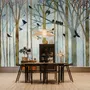 Vintage Abstract Forest and Black Bird Wallpaper Mural