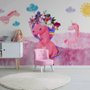 Cartoon Pink Unicorn Drawing Art Wallpaper Mural