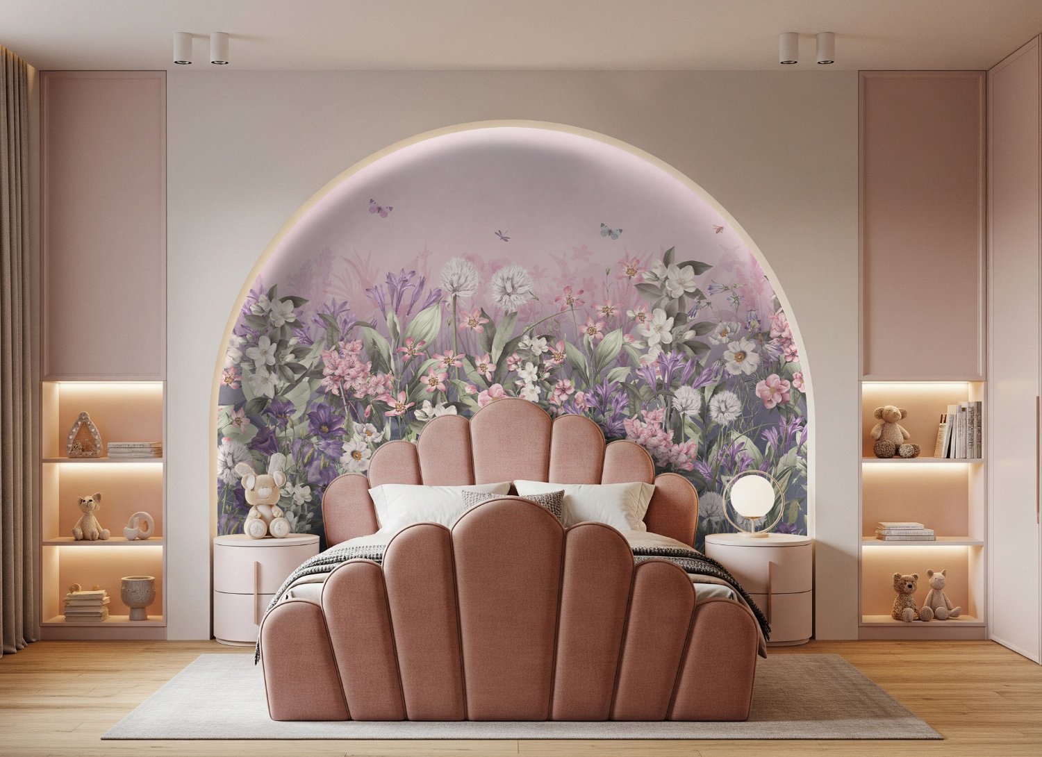 Soft Blooming Floral Meadow Kids Wallpaper - Peel and Stick