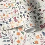 Watercolour floral wallpaper repeat with navy, blue, blush and peach wildflowers on warm cream