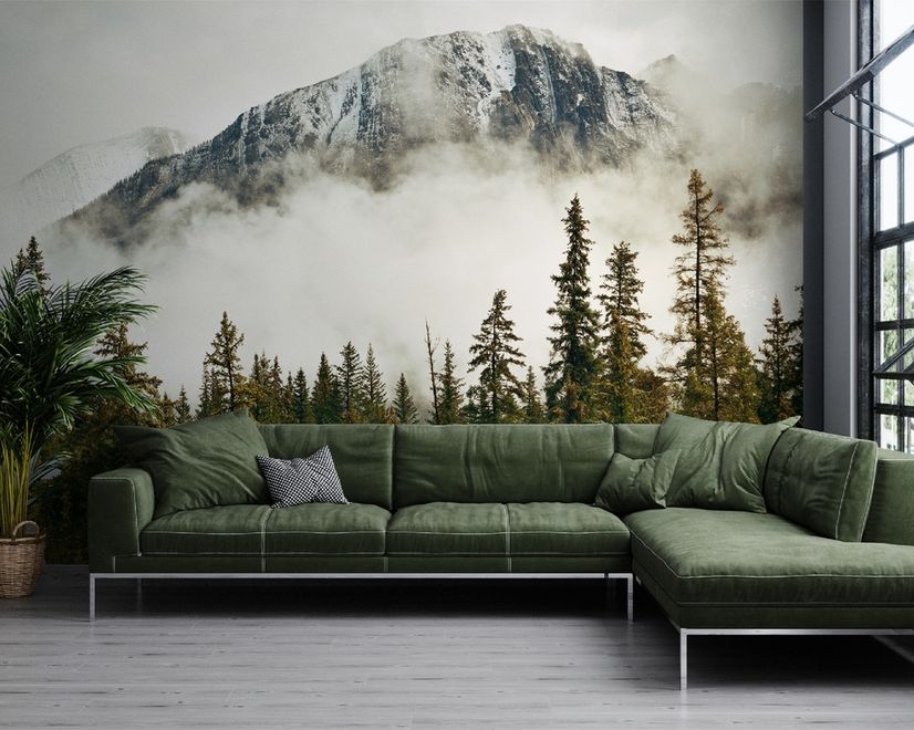 Snowy Mountain Landscape Wallpaper Mural