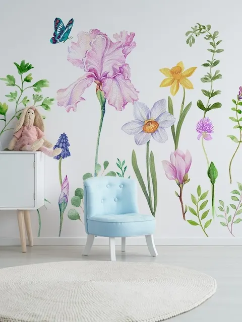 Cartoon Colorful Flower Garden Wallpaper Mural