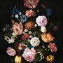 Elégant Papier peint panoramique hollandais foncé avec bouquets floraux