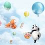 Cute Flying Panda & Animals Kids Nursery Wallpaper Mural