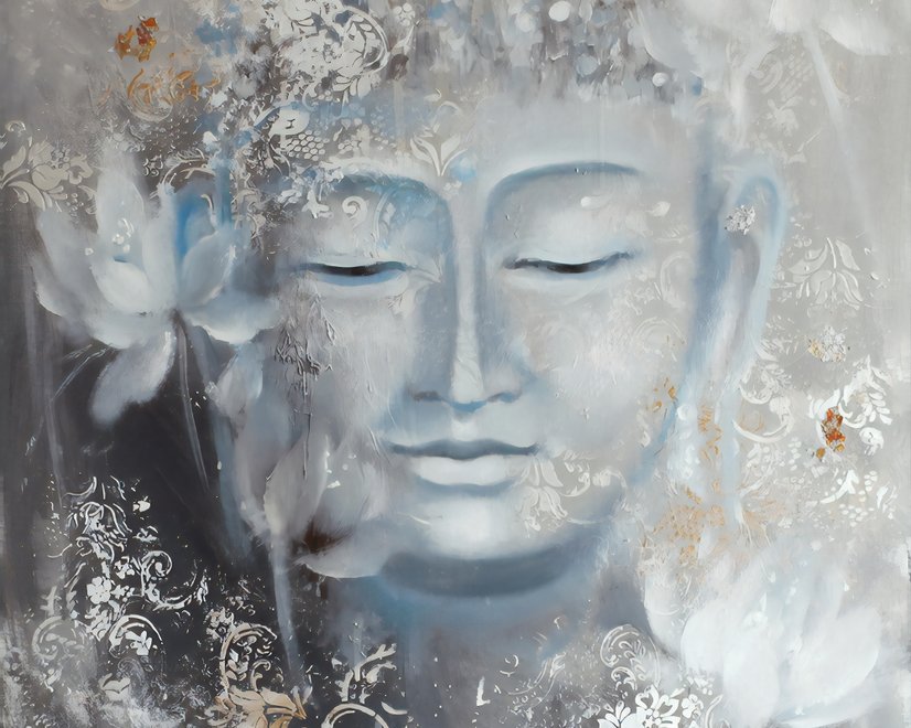 Vintage Buddha with Lotus Floral Wallpaper Mural
