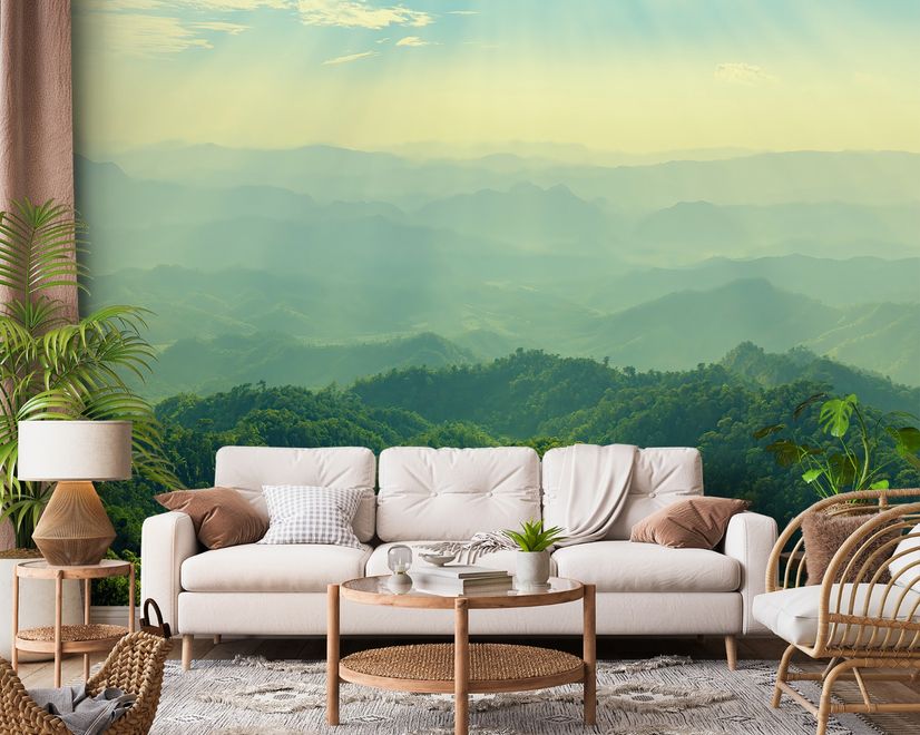 Green Mountain Silhouette Wallpaper Mural