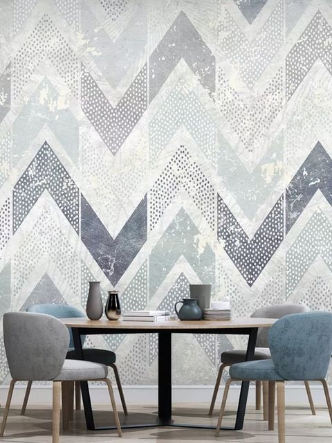 Zigzag Pattern with Dot Work Wallpaper Mural