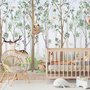 Kinderzimmer Niedliche Tiere im Wald Aquarell Fototapeten