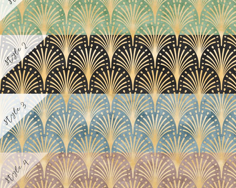 Modern Eau De Nil Art Deco Gold Lines Wallpaper Mural