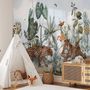 Kids Watercolor Forest with Leopard Wild Animals Wallpaper Mural