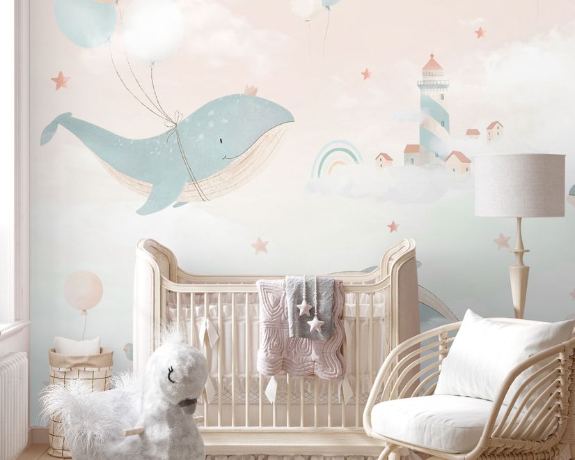 Kids Soft Whale  Undersea Life Wallpaper Mural