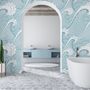 Papier peint panoramique pour enfants avec motifs de vagues de l'océan