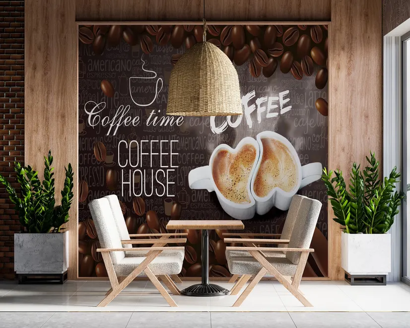 Coffee Beans with Mocha Wallpaper Mural