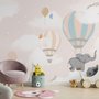 Montgolfières enfants avec éléphant papier peint panoramique