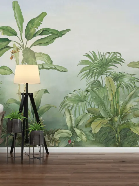 Papier peint forêt tropicale dessinée