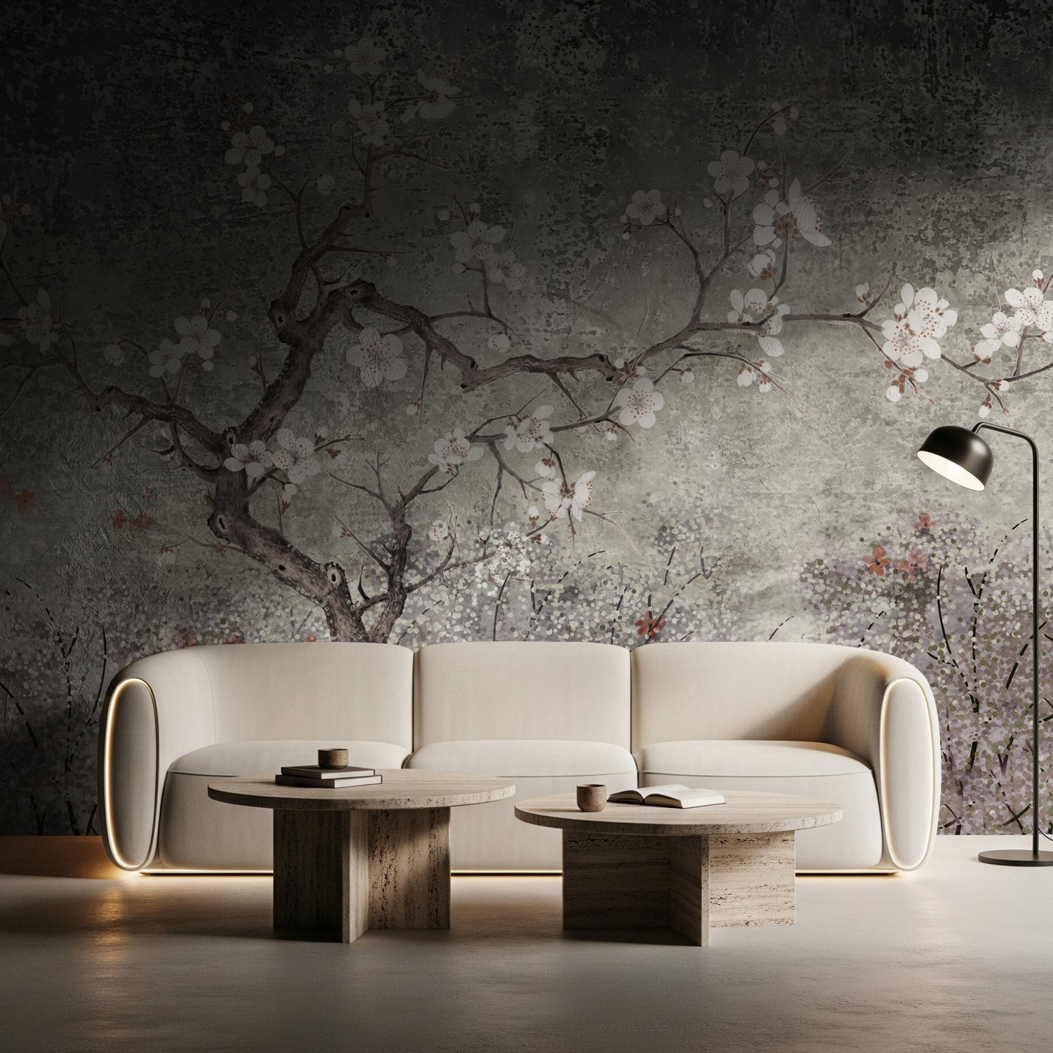 Vintage Dark Blossom Wallpaper Mural - Peel and Stick