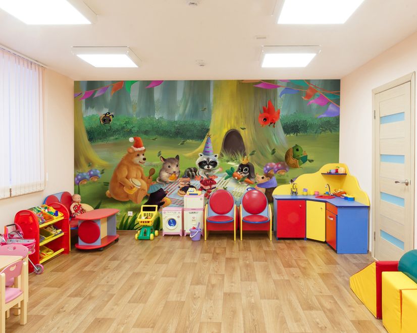 Cartoon Animals in the Woods Wallpaper Mural