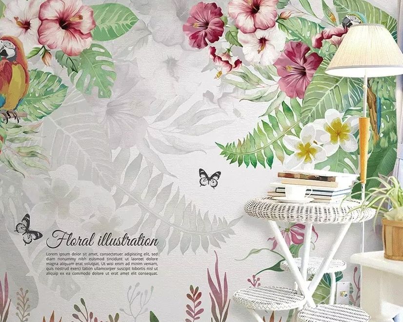 Mirabilis and Tropical Plants Wallpaper Mural
