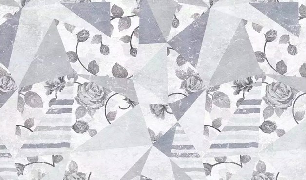 Rosenblüten mit geometrischem Muster Fototapete