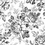 Papier peint panoramique de fleurs noires et blanches