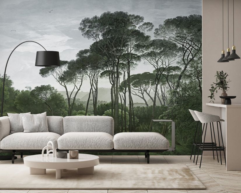 Tropical Nature Landscape with Birds Wallpaper Mural