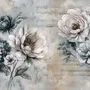 Papier peint panoramique floral avec des notes de musique