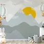 Kids Nursery Mountain Landscape with Hot Air Balloon Wallpaper Mural