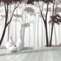 Monochrome Brown Forest and Tree Silhouette Wallpaper Mural