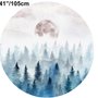 Nebliger Wald mit aufgehender Mond Landschaft Kreis Wandtattoo