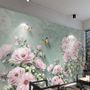Vintage Pink Floral and Yellow Butterfly Wallpaper Mural