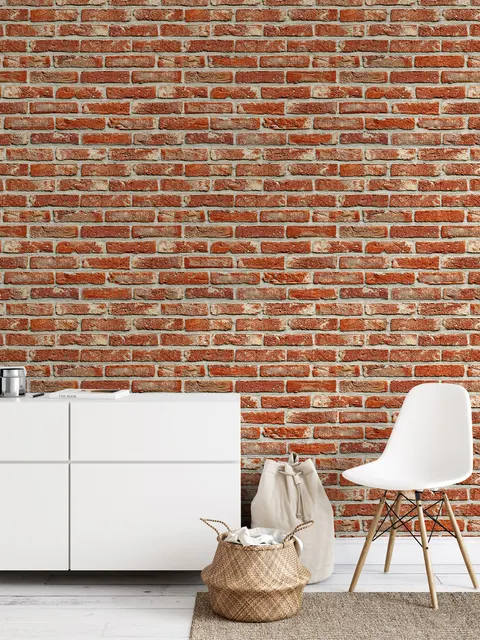 Vintage Red Orange Brick Stone Wallpaper Mural