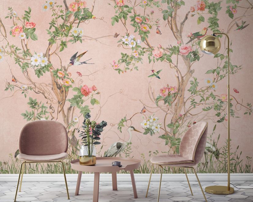 Chinoiserie Peony Tree Wallpaper Mural
