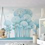 Aquarell Cartoon Blauer Waldlandschaft Fototapete