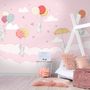 Rabbits with Air Balloon Wallpaper Mural