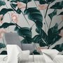 Pink Flower and Leaves Wallpaper Mural