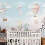 Watercolor Happy Animals in the Sky for Kids Wallpaper Mural