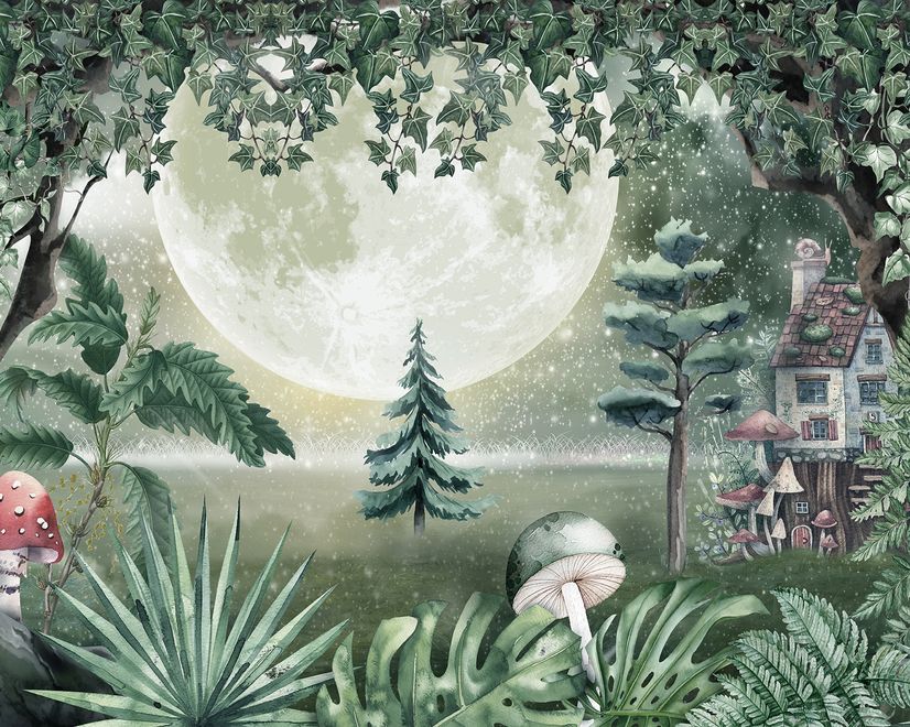 Night Forest Landscape Wallpaper Mural