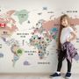 Kids Colorful World Map with Flags Map Wallpaper Mural
